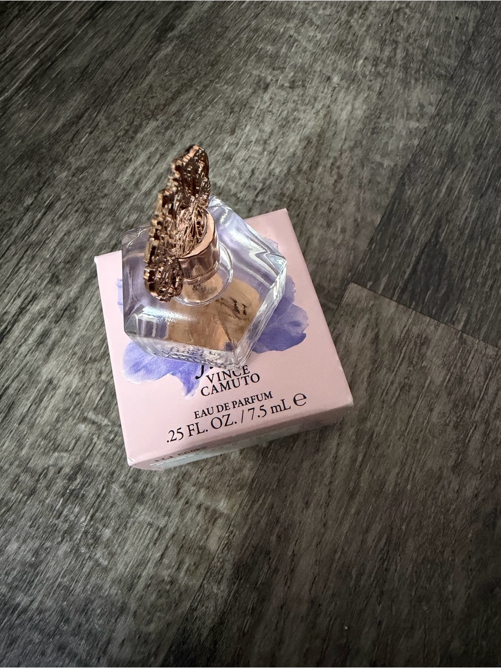 Vince Camuto Pink and Gold Mini Perfume Bottle